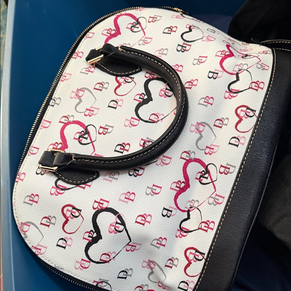 Dooney & Bourke Black and Pink Heart Satchel - Picture 7 of 9